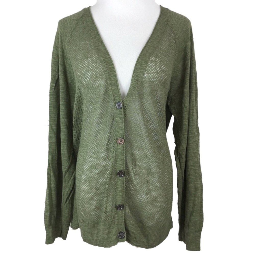 Two by Vince Camuto XL Green Button Cardigan